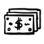 line drawn dollar bills