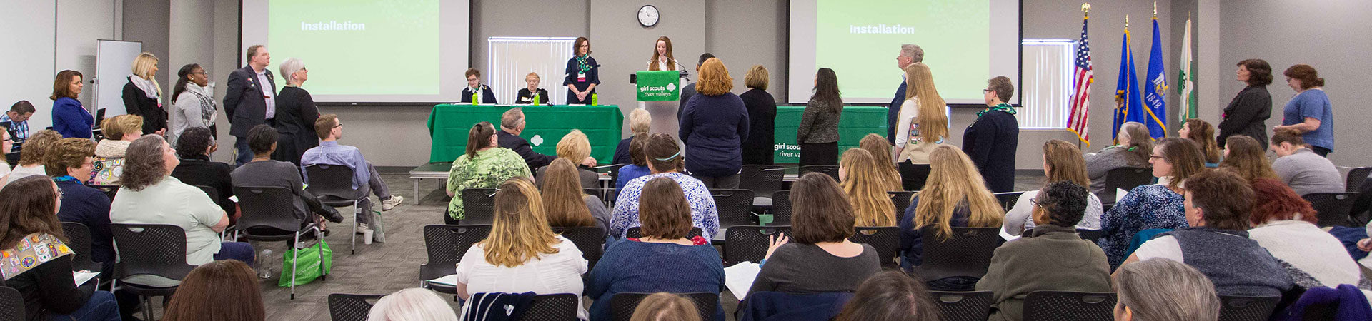  Teenage Girl Scout speaking at an Annual Meeting 