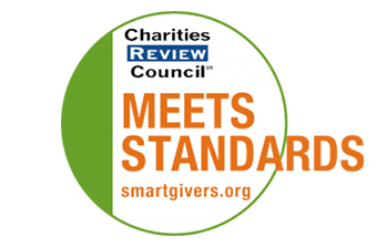 logo with green circle that says Charities Review Council Meets Standards smartgivers.org