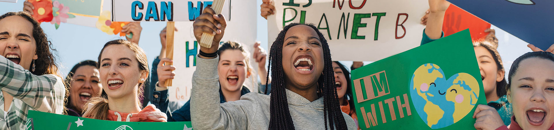  Girls with climate change banners 