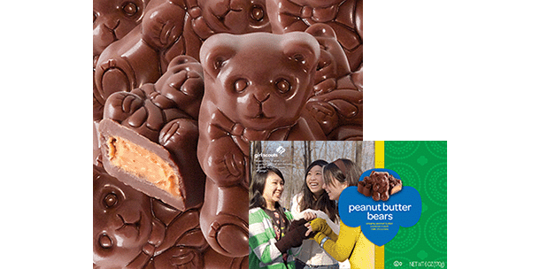 Teddy bear shaped chocolate with peanut butter center