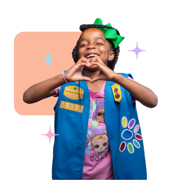 Girl Scout Making a Heart Symbol with her hands